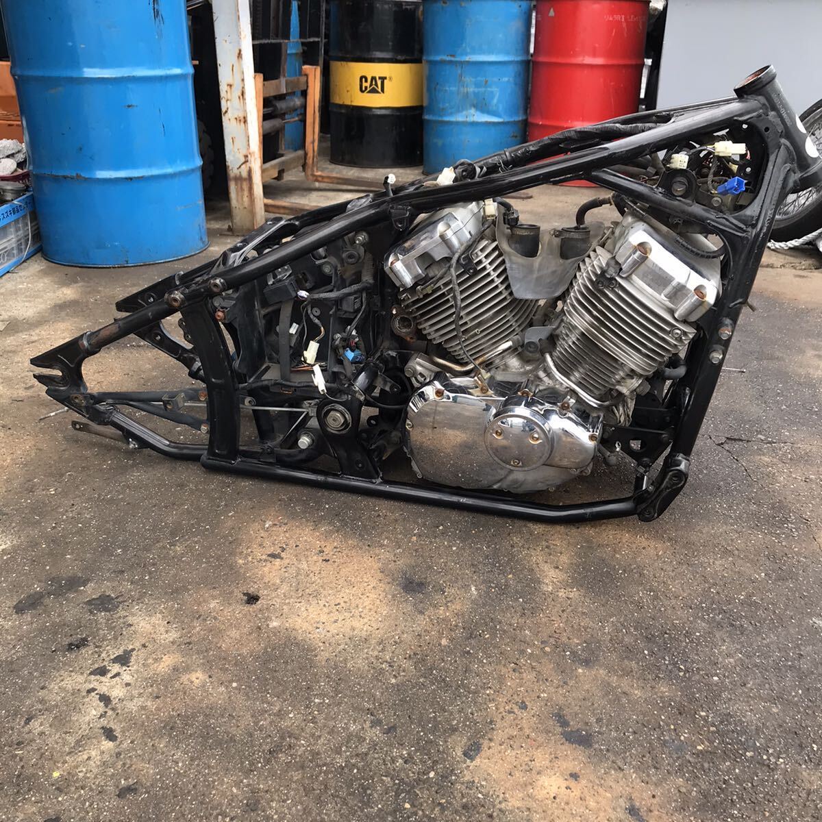 ドラッグスターVH01J.型式H601E用ステンレス クローム マフラー 2分割
