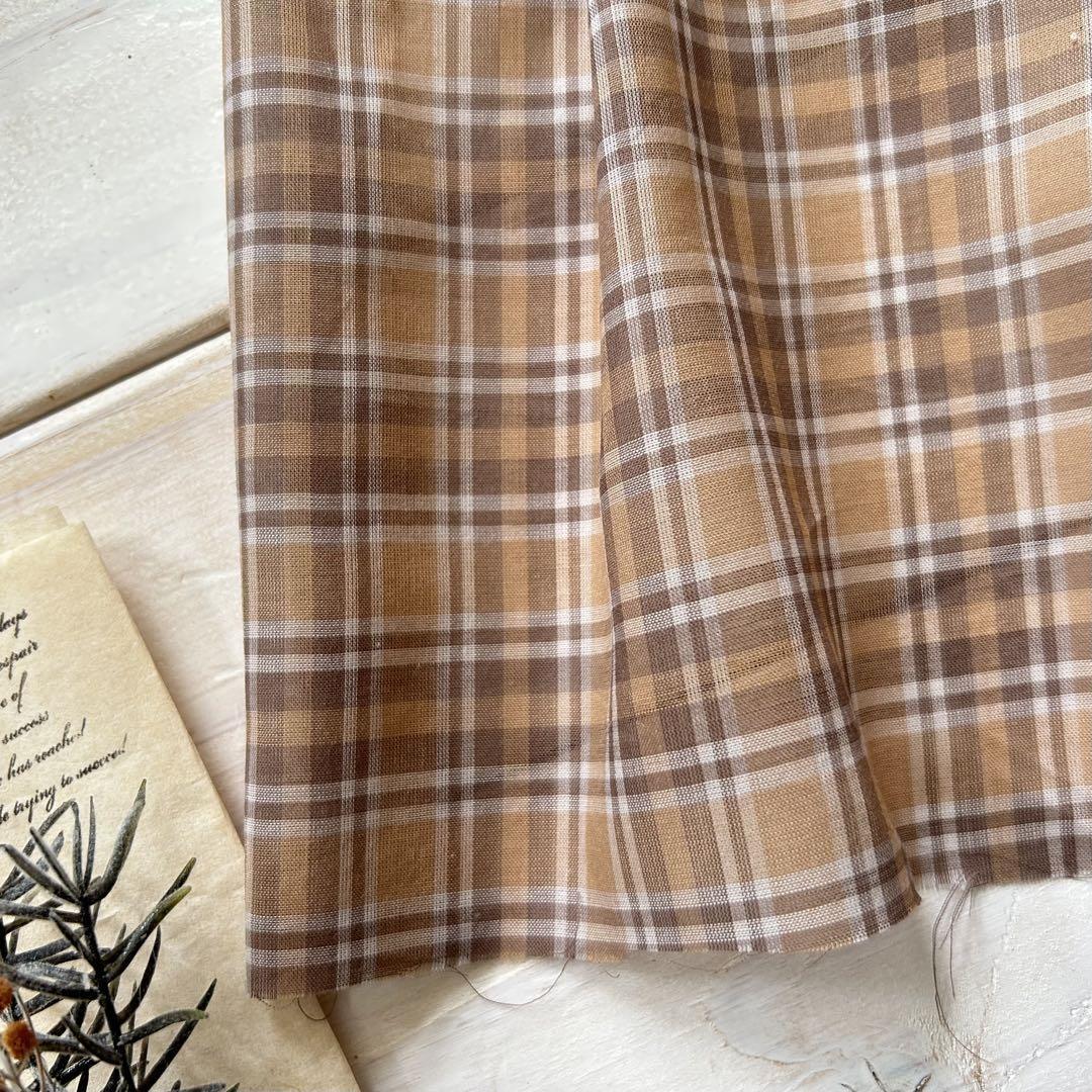 ■綿100％■コットン80ローンチェック　ベージュ系　0.5ｍ■延長可能_1