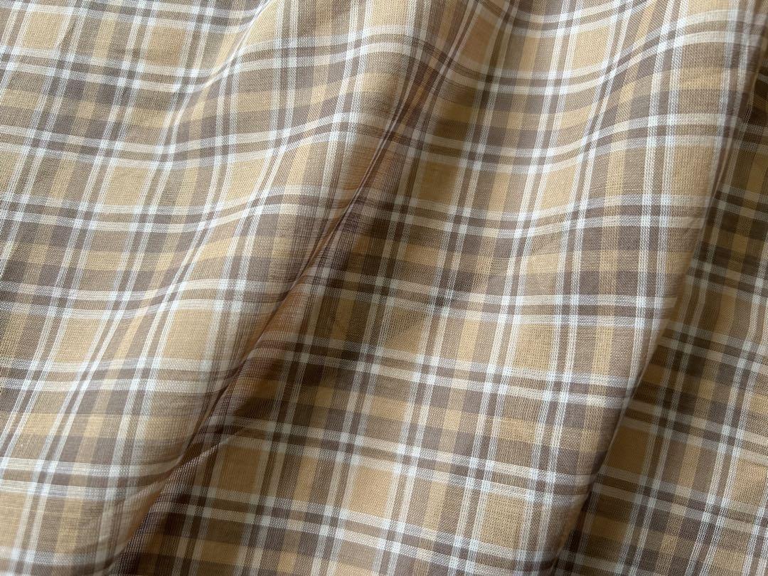 ■綿100％■コットン80ローンチェック　ベージュ系　0.5ｍ■延長可能_2