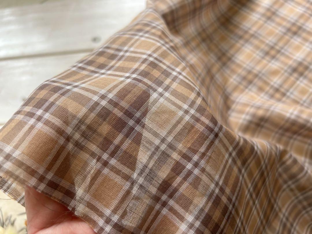 ■綿100％■コットン80ローンチェック　ベージュ系　0.5ｍ■延長可能_4