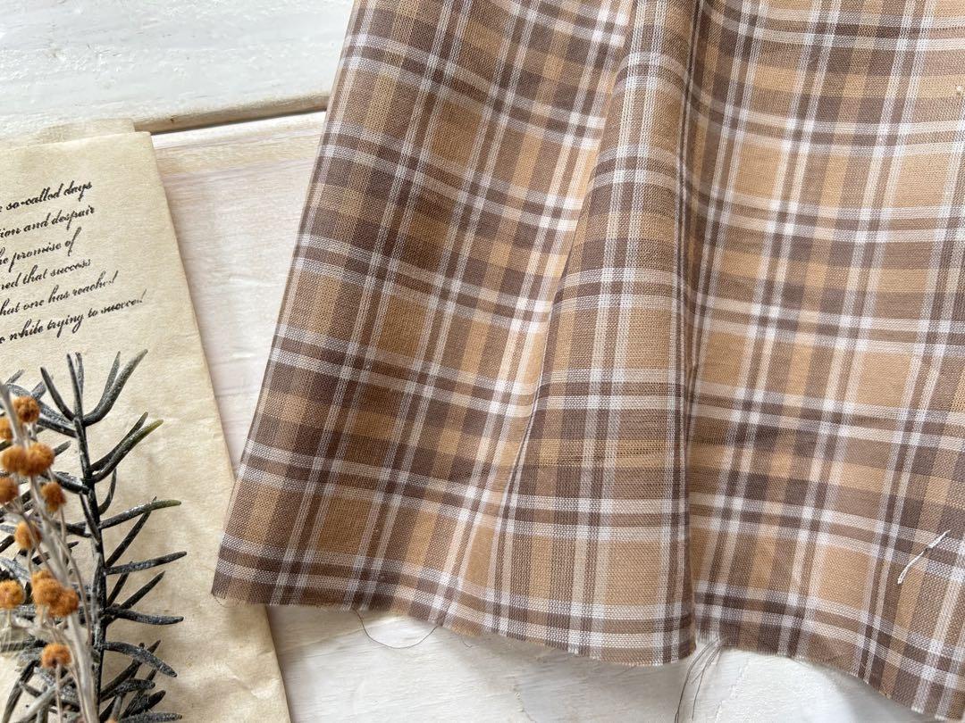■綿100％■コットン80ローンチェック　ベージュ系　0.5ｍ■延長可能_5