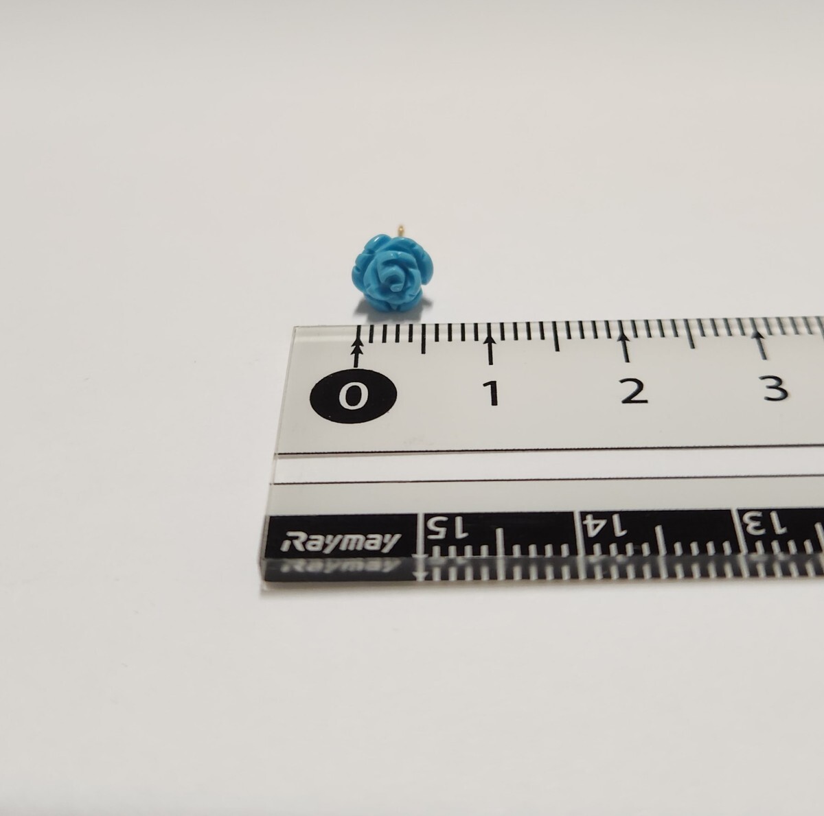 新品☆K18トルコ(ターコイズ) 薔薇モチーフピアス_4