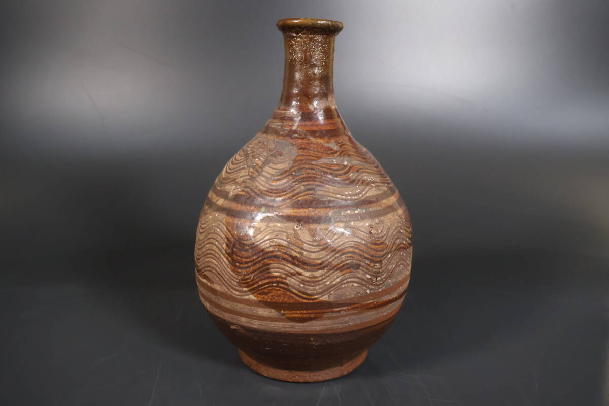 骨董品　唐津　刷毛目松紋瓶 和】(A116) 時代古作 古唐津 古唐津刷毛目徳利 花瓶 弓野(酒器)｜売買