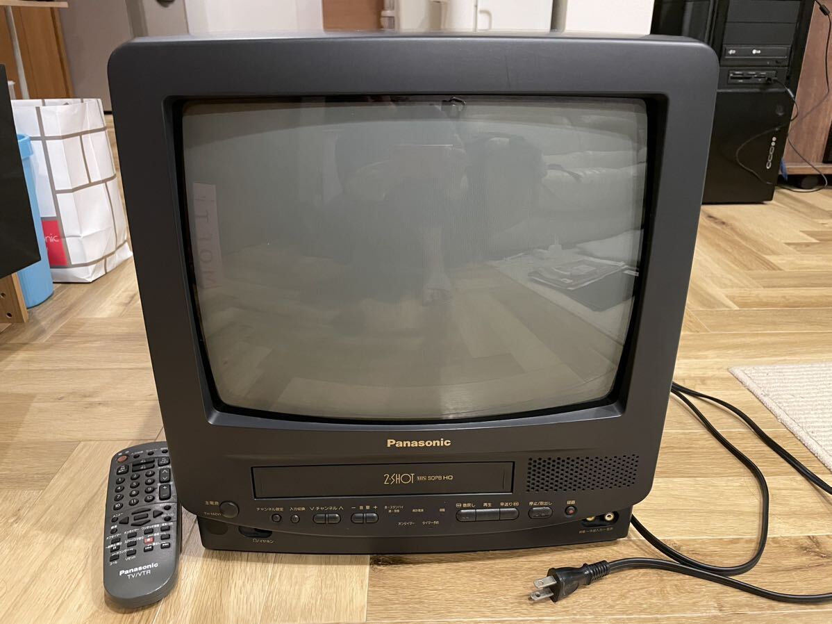 パナソニック　テレビデオ　動作確認済　ブラウン管　リモコン付き 送料込】パナソニック ブラウン管テレビデオ VHS 美品 動作品 リモコン