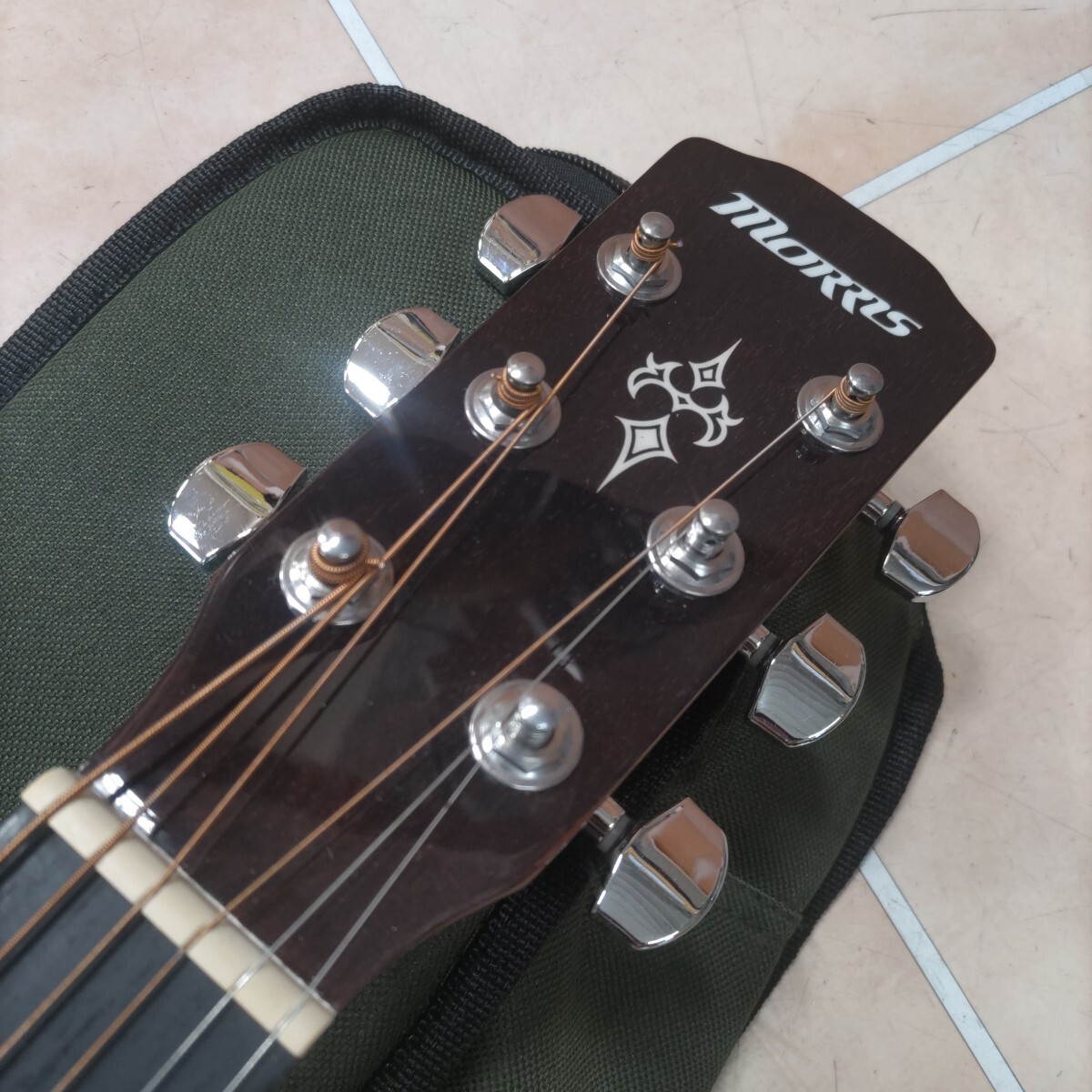 ジャンク ネック折れ 修理 新品同様 Morris F020 NAT モーリス アコースティックギター アコギ ソフトケース付_5