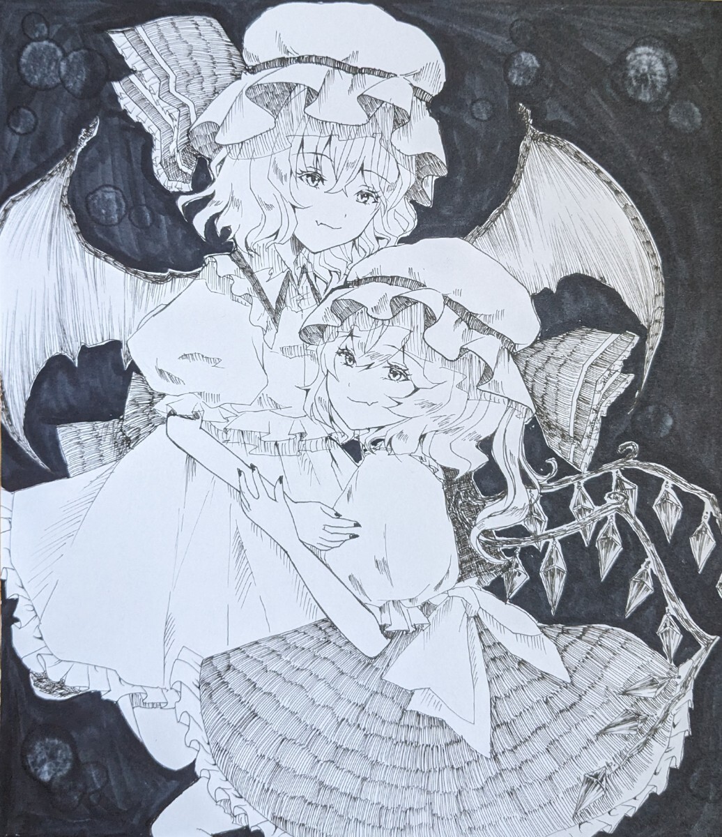 【643】 オリジナル 手描きイラスト 東方Project フラン アクリル画 手描きイラスト 東方Project フランとレミリア | APPS-BICENTENARIO