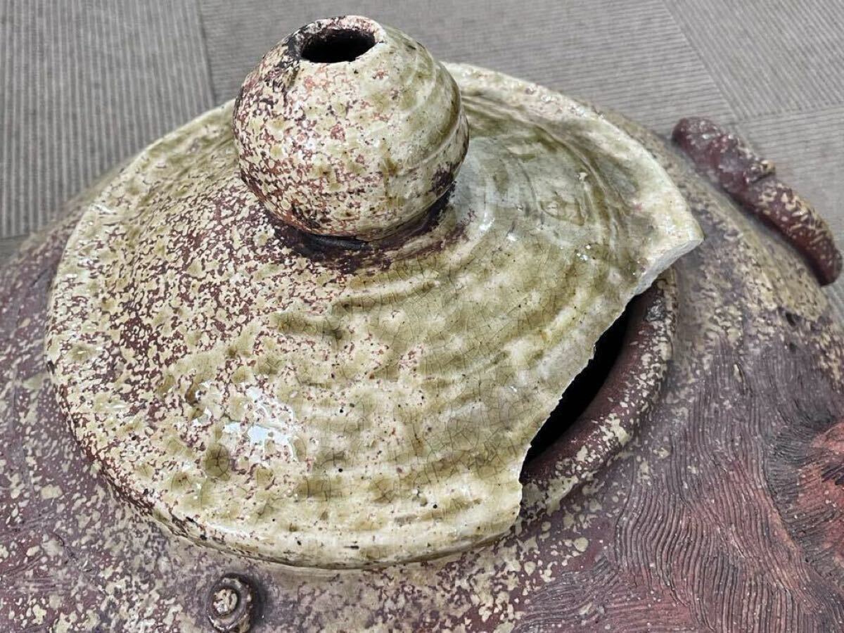 Dち(1004k2) タヌキ 狸 たぬき 茶釜 陶磁器 分福茶釜 仁斉 縁起物 置物