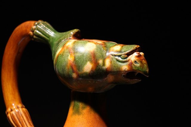 実業家コレクト放出 196 唐三彩 鶏頭壺 高さ約30.5cm (検)水注 水差 執