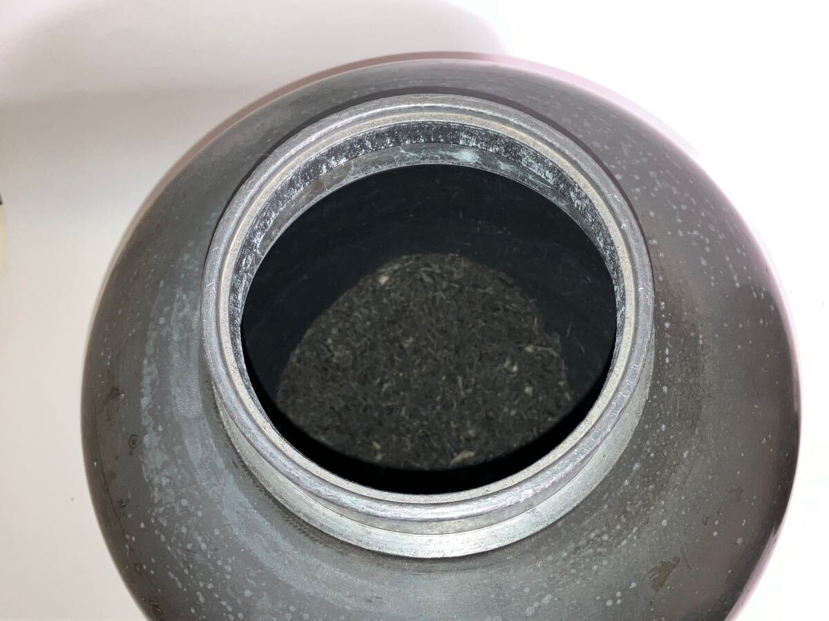 茶壺 大壺 古錫 『 御錫屋天下一美作守 』銘 煎茶道具 茶入 茶筒 高さ