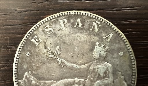 19765B ◇19世紀スペイン【2ペセタ銀貨 9月革命期】1870年