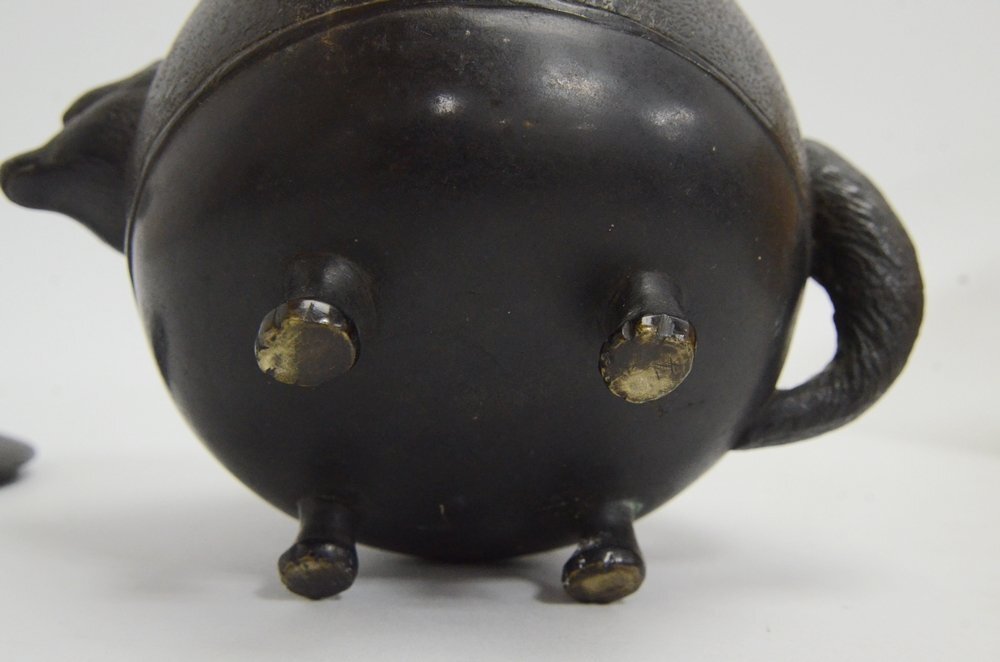 良品 文福茶釜 香炉 古銅？ 狸 香炉 香爐 灰入 分福茶釜 茶釜型香炉