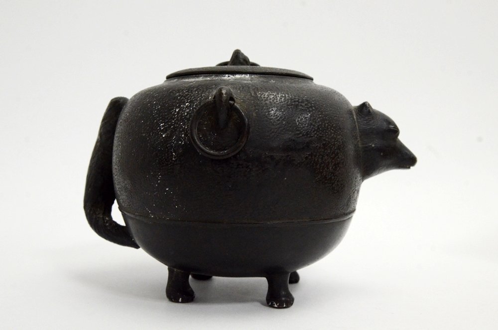 良品 文福茶釜 香炉 古銅？ 狸 香炉 香爐 灰入 分福茶釜 茶釜型香炉