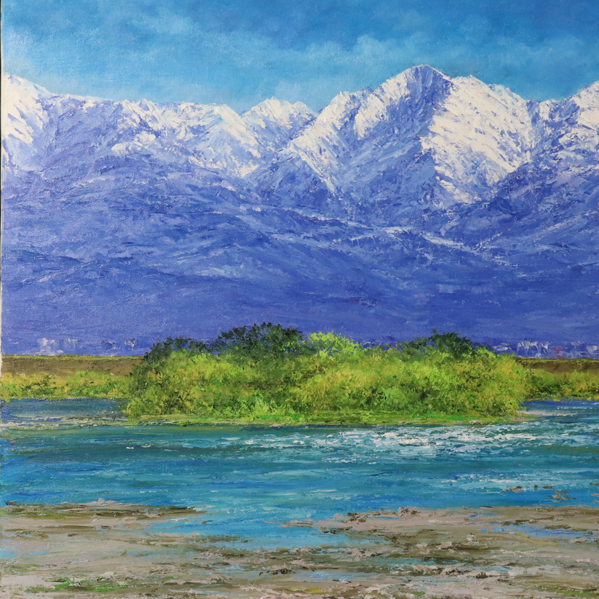 真作保証【 小川久雄 立山連峰 油絵 】 小川 久雄 自然 風景 景色 画