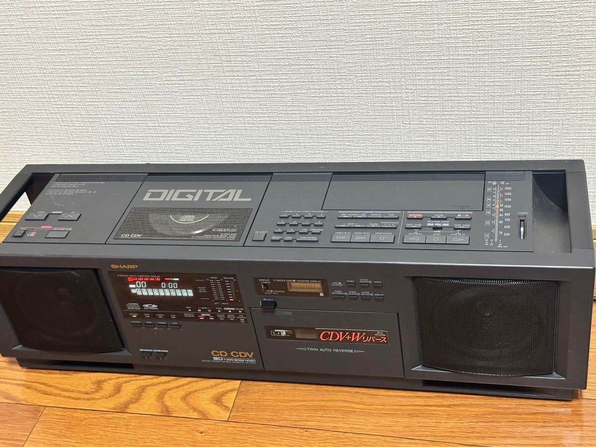 ジャンク 貴重当時物 SHARP QT-93CV-BK CDラジカセ バブルラジカセ