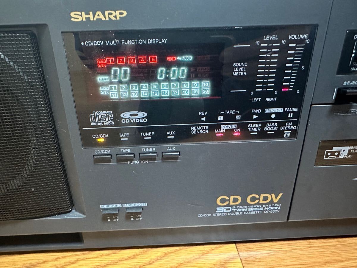 ジャンク 貴重当時物 SHARP QT-93CV-BK CDラジカセ バブルラジカセ