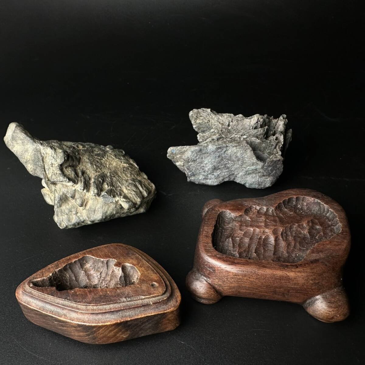 コレクター買取品 水石 鑑賞石 盆石 唐木台座 台座付 時代物 骨董(東洋