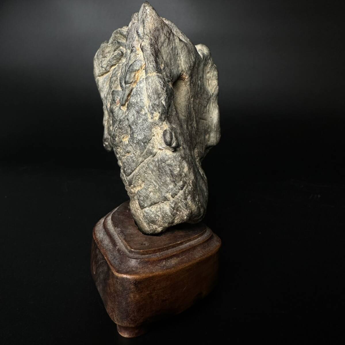 コレクター買取品 水石 鑑賞石 盆石 唐木台座 台座付 時代物 骨董(東洋