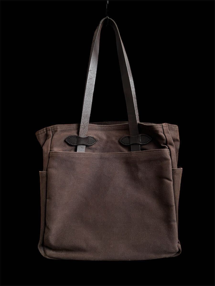 USA製 FILSON フィルソン RUGGED TWILL TOTE BAG ラギッドツィル トートバッグ ブラウン Made in USA アメリカ製 レザー キャンバス 肩掛け_1