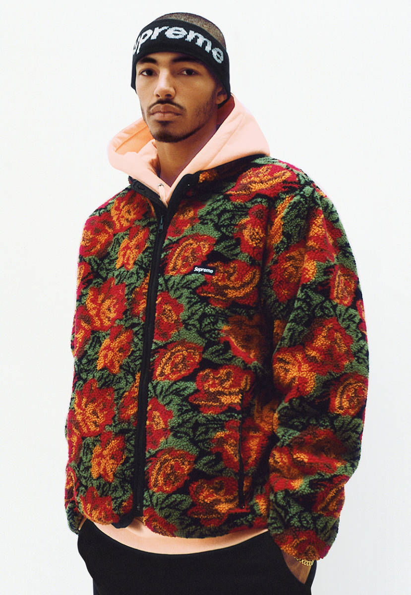 SUPREME シュプリーム フリース ボアジャケット L ROSE 薔薇 バラ 