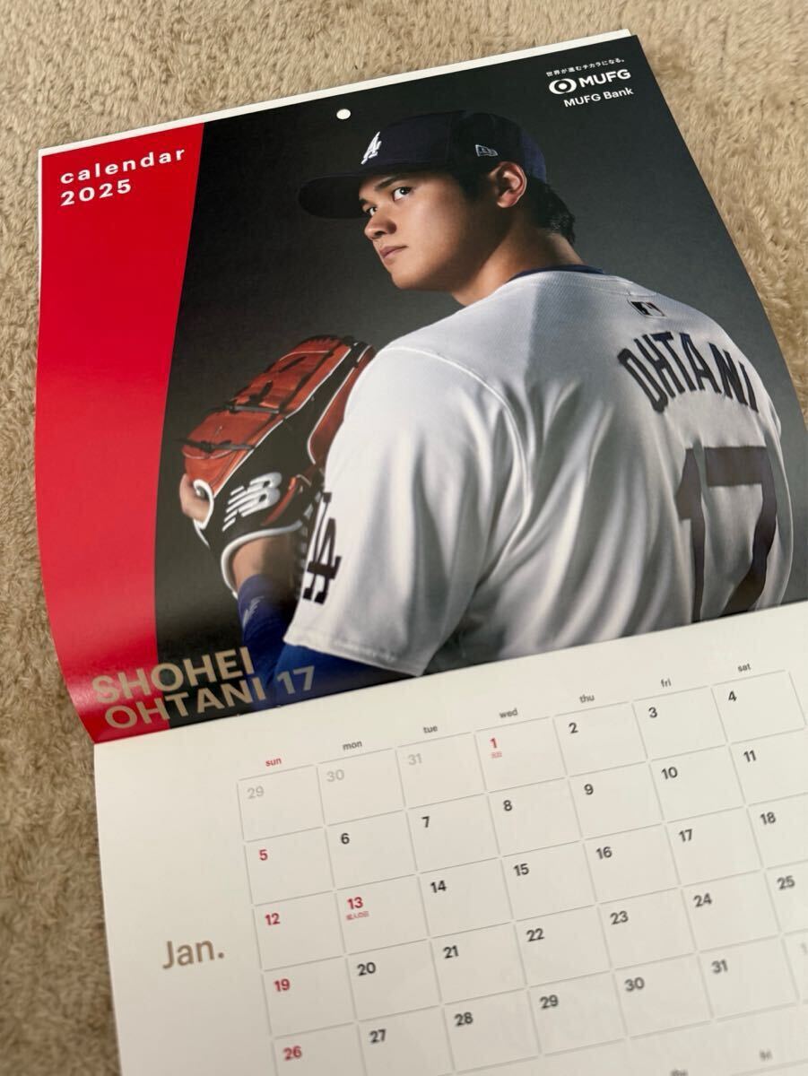 新品未使用 ドジャーズ 大谷翔平選手 2025年壁掛けカレンダー 三菱UFJ