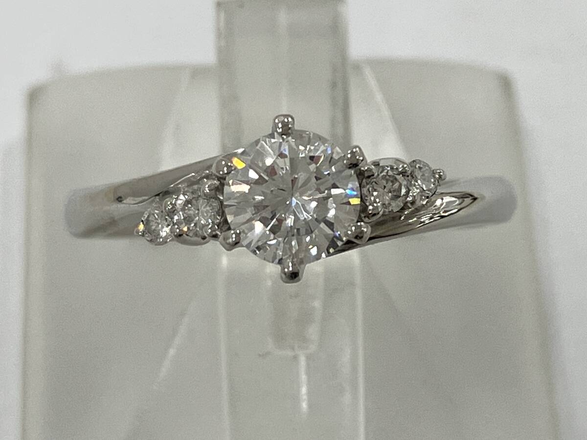 鑑別書付 ダイヤモンド0.442ct 0.08ct Pt900 8号3.5g リング プラチナ 