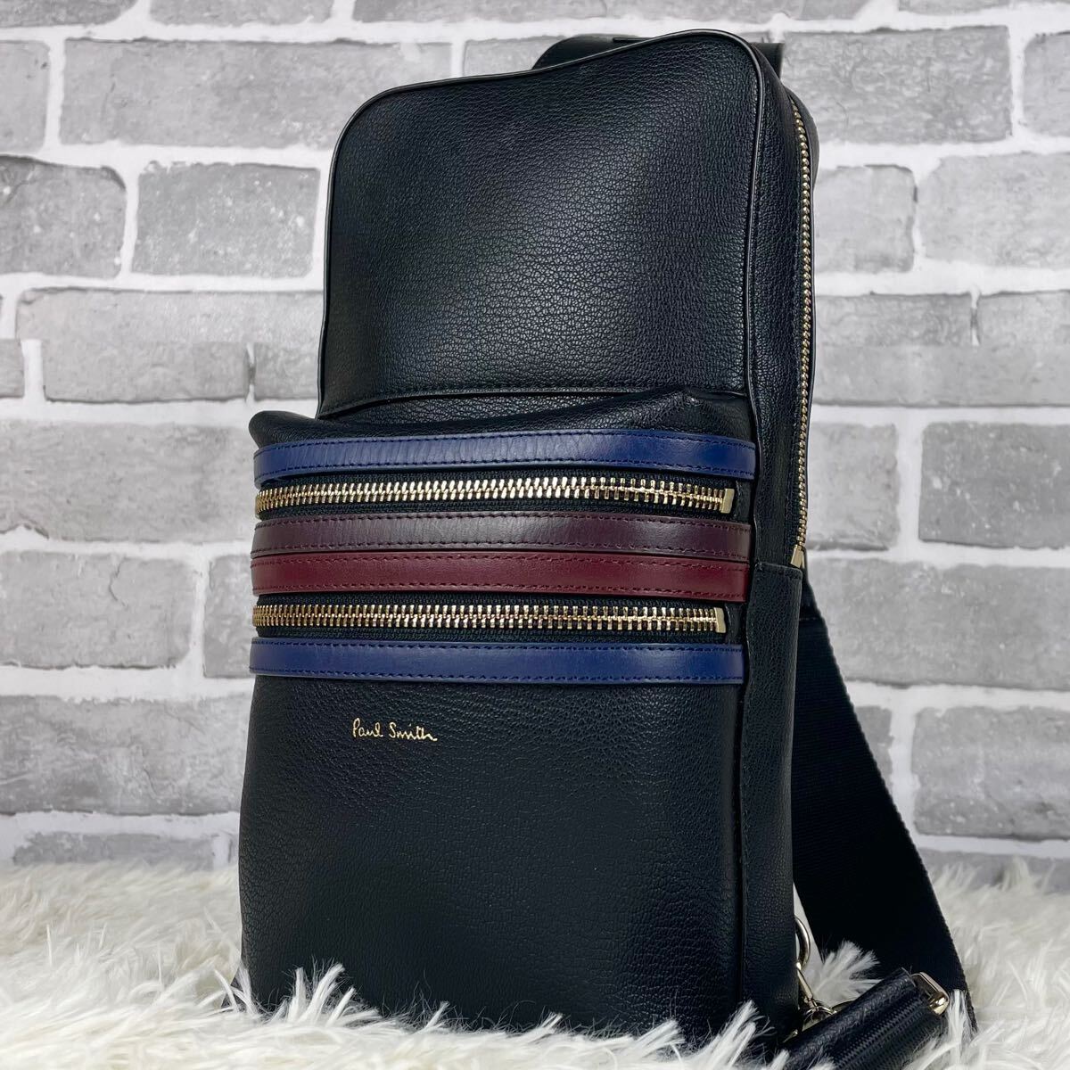 極美品 定価10万 名作! ポールスミス 最高級羊革! ハンドステッチ 極上 