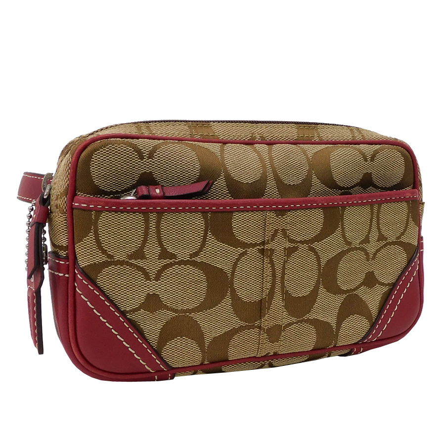 コーチ COACH 1円 シグネチャー ・ □極美品□ レッド⁄赤色系）の 