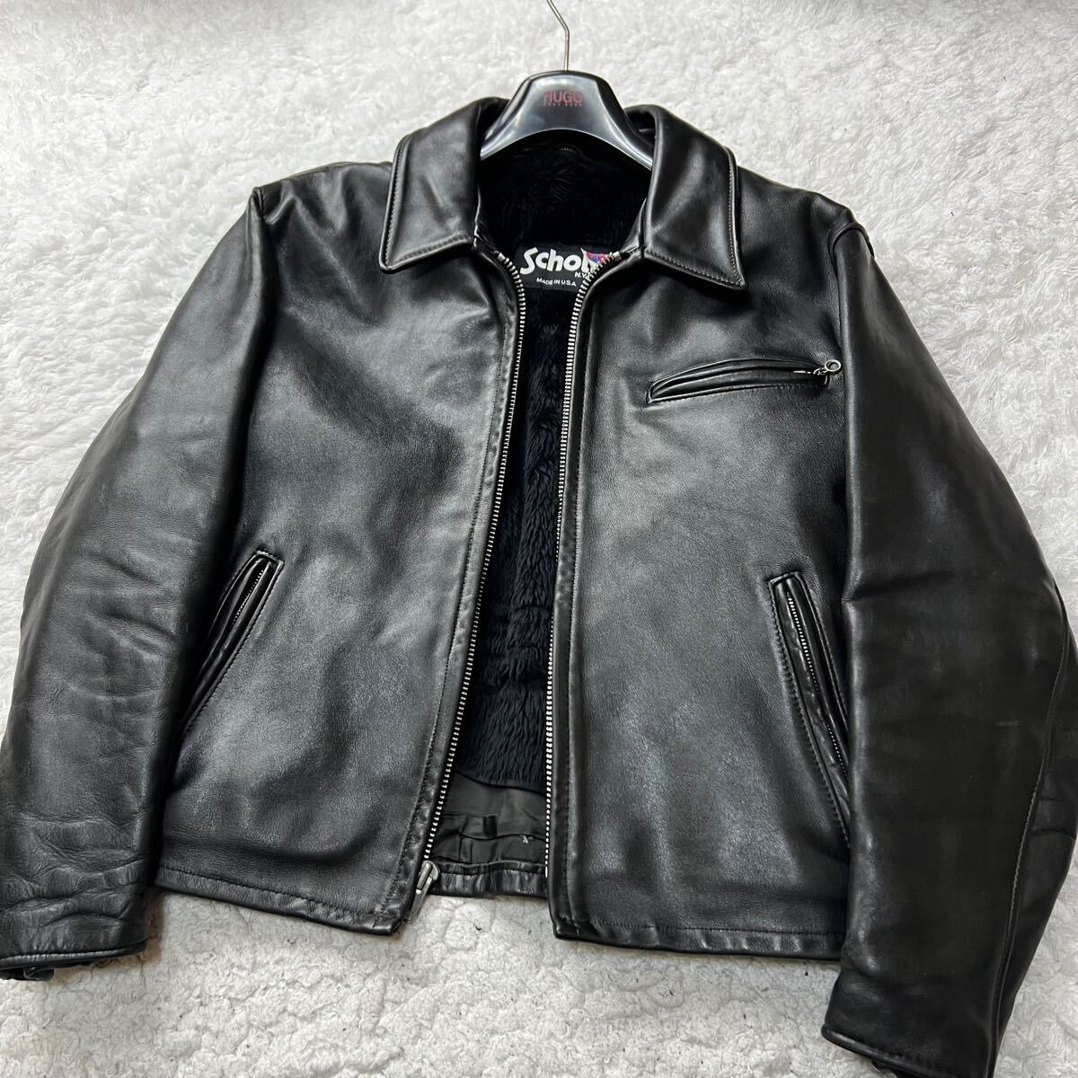 希少美品XLサイズ相当　ショット　141 シングルライダースジャケット　ライナー 極美品/希少XLサイズ!!】Schott ショット シングルライダース