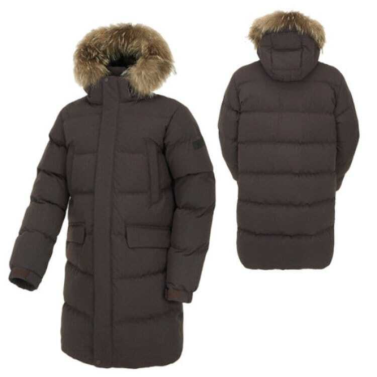 689　モンベル　mont-bell　EX GOOSE DOWN DWR リップストップナイロン ラクーンファーフード付き ダウンコートブラウン（L）