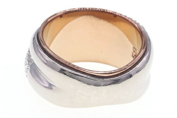 スワロフスキー リング シルバー ローズゴールド メタル クリスタル サイズ58 中古 指輪 アクセサリー ウェーブ レディース_2