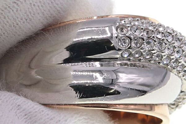 スワロフスキー リング シルバー ローズゴールド メタル クリスタル サイズ58 中古 指輪 アクセサリー ウェーブ レディース_7