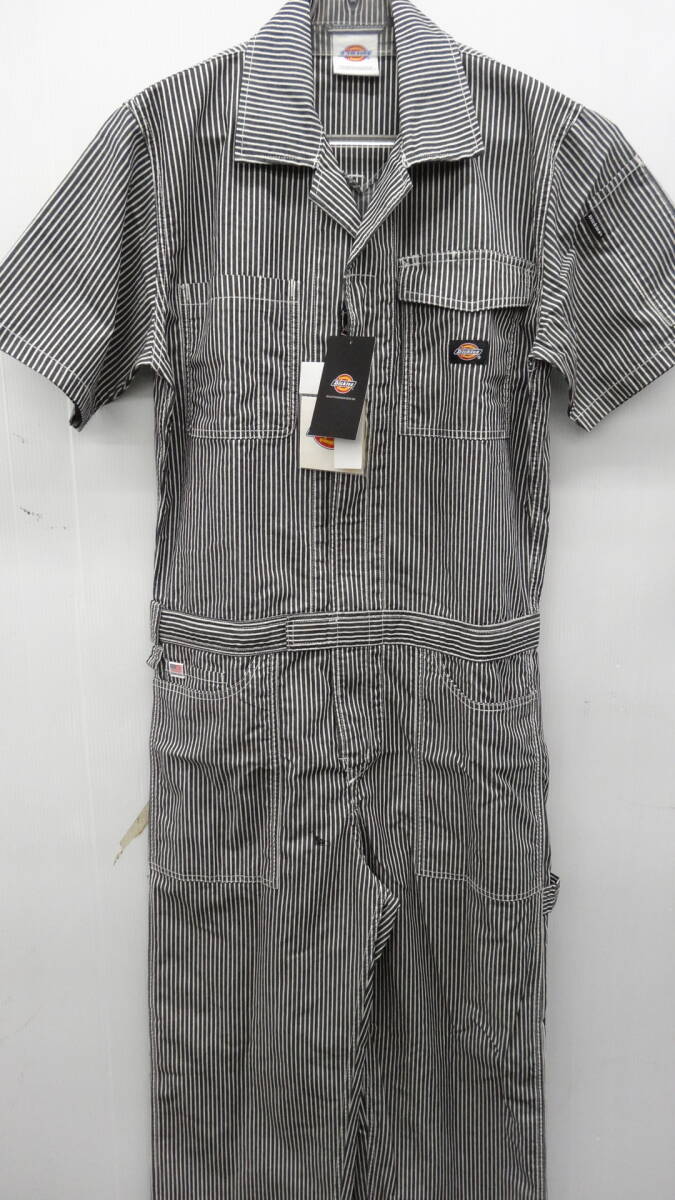 ディッキーズ D7102 春夏用薄手半袖つなぎ ヒッコリーブラック 3L