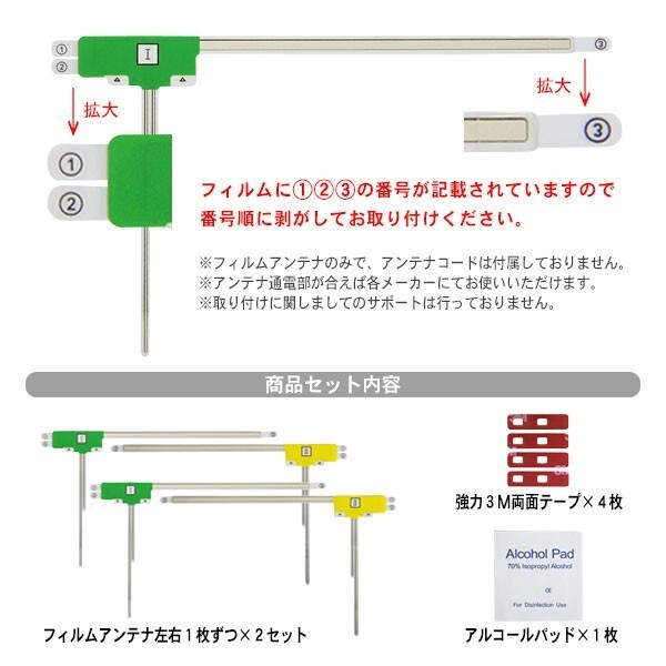 まとめ買いがお得/10セット販売/カロッツェリア/フィルムアンテナ/左右/L型4枚/3M両面テープ付/高感度/地デジ/補修/汎用/RG11MO84C10 カーナビ Pioneer 地デジ Wi-Fi ルーター ファミコン3セット計16本を