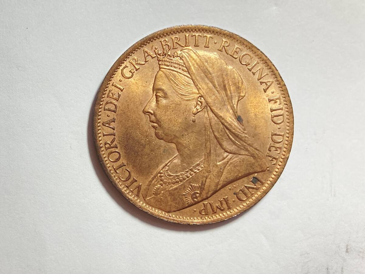 1901イギリス 1ペニー青銅貨 ビクトリア・アンティーク  1円スタート! ・1901 イギリス 1ペニー青銅貨 ビクトリア