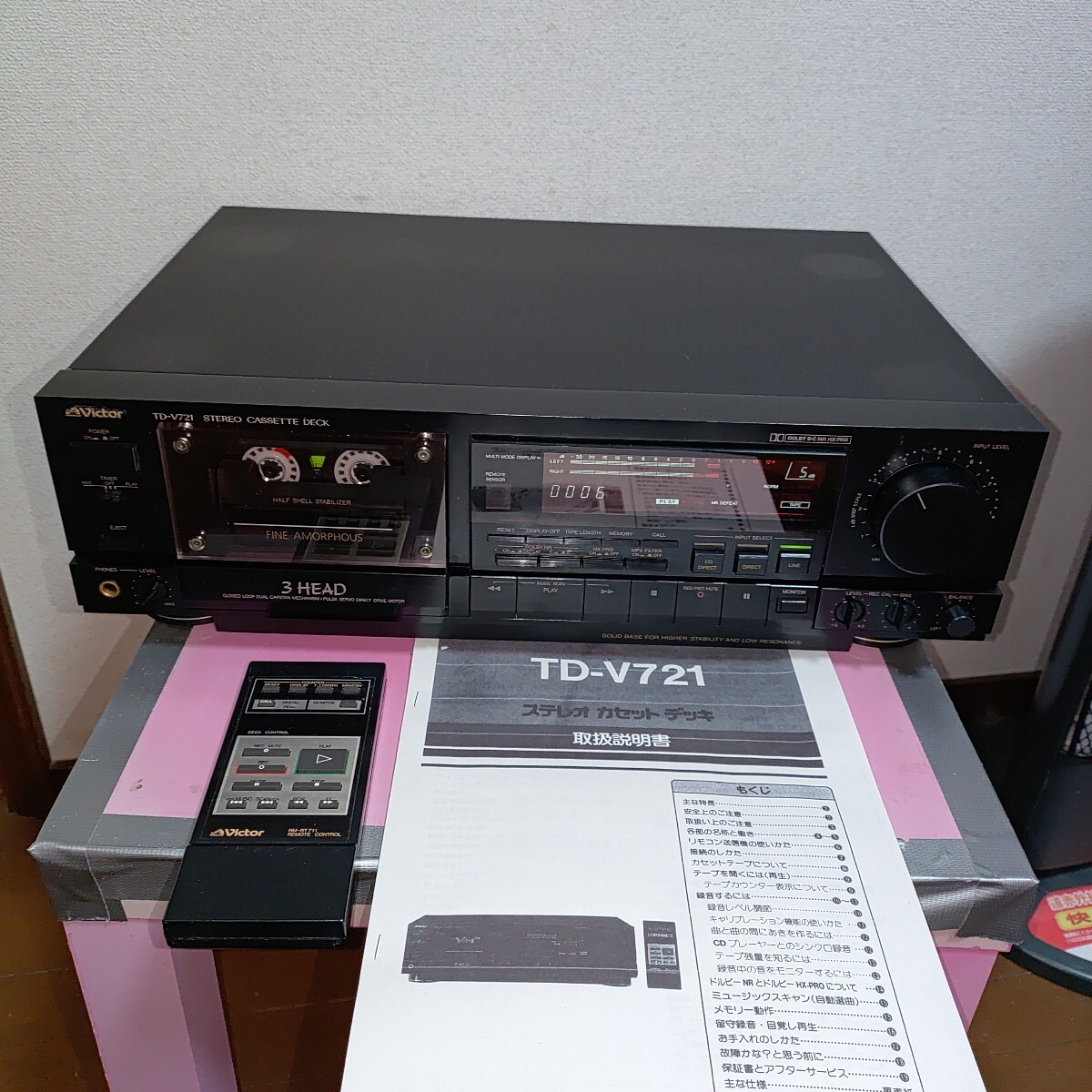 Victor　TD-V721　３ヘッド　カセットデッキ　動作品 Victor ビクター カセットデッキ TD-V721 3ヘッド 動作品 リモコン取説