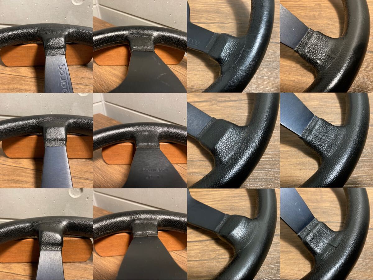 スパルコ R345 ディープコーン レザーステアリング 良品 ホーン