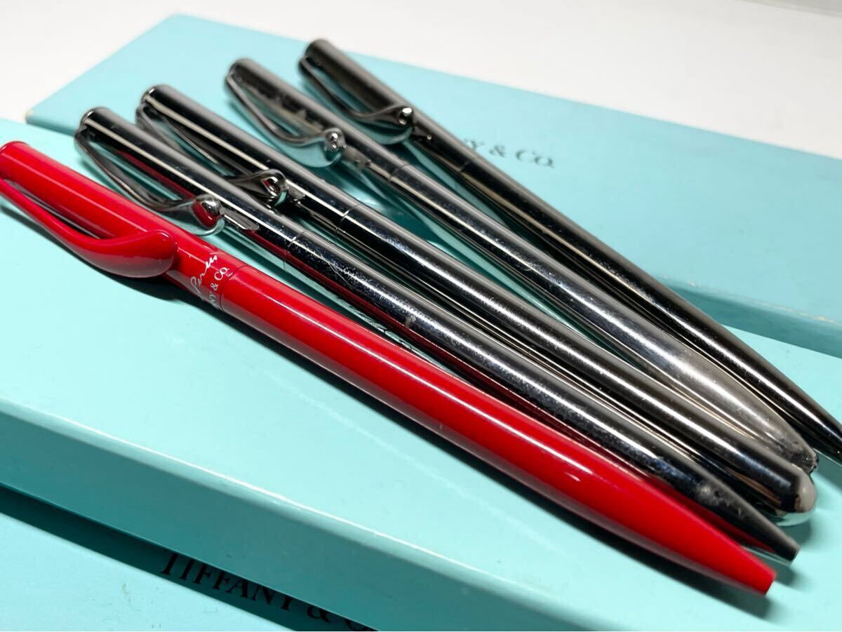 ティファニーのシルバーボールペン付き革の手帳 ☆1円〜5点♪ TIFFANY&Co. ☆ ティファニー ☆ ビーンズ ☆ ボールペン