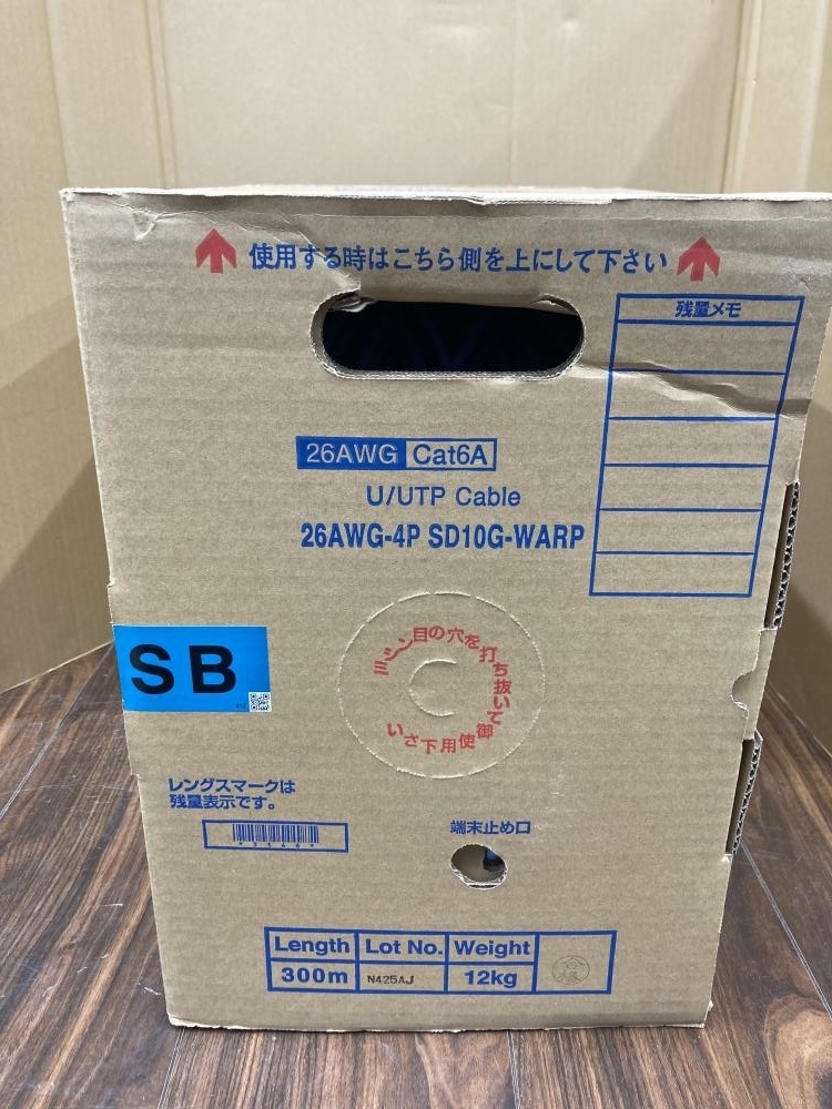 006 品 価格 日本製線 Cat6A UTPケーブル 26AWG-4P SD10G-WARP SB 300m 直接伝票を貼り発送(電材、配電 ...