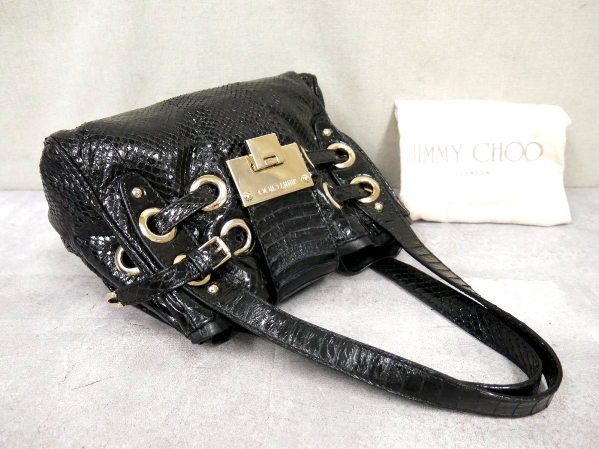 ○超美品○JIMMY CHOO ジミーチュウ○ラモナ○ロゴプレート○パイソン 