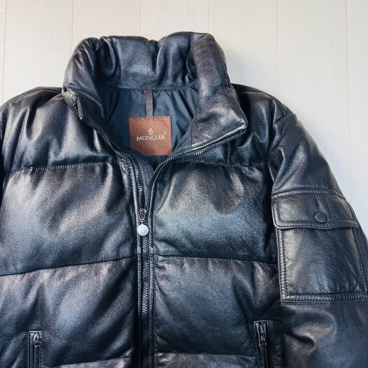 美品/2 L相当☆モンクレール/MONCLER 本革 オールレザー ダウン 