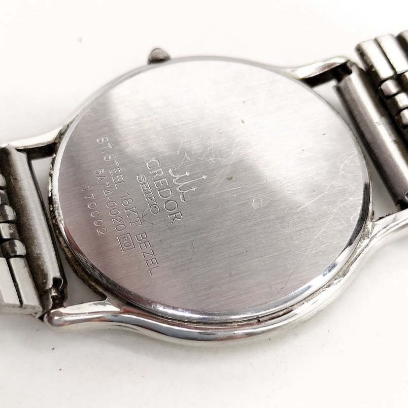 S-39】 SEIKO CREDOR 5A74-0020 18KT BEZEL 腕時計 セイコー