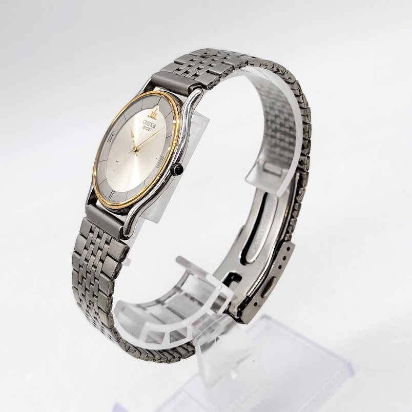 S-39】 SEIKO CREDOR 5A74-0020 18KT BEZEL 腕時計 セイコー