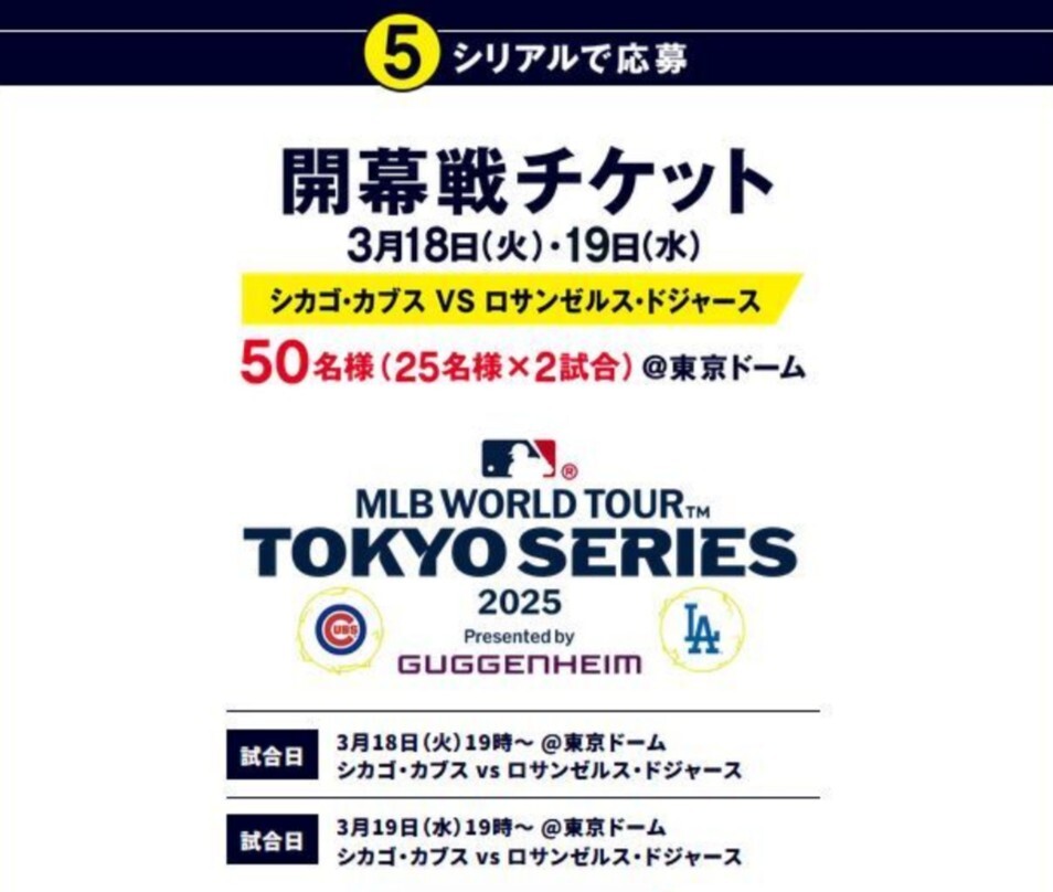 セブンイレブン　10個　シリアルナンバー　メジャーリーグ観戦チケットキャンペーン　抽選_3