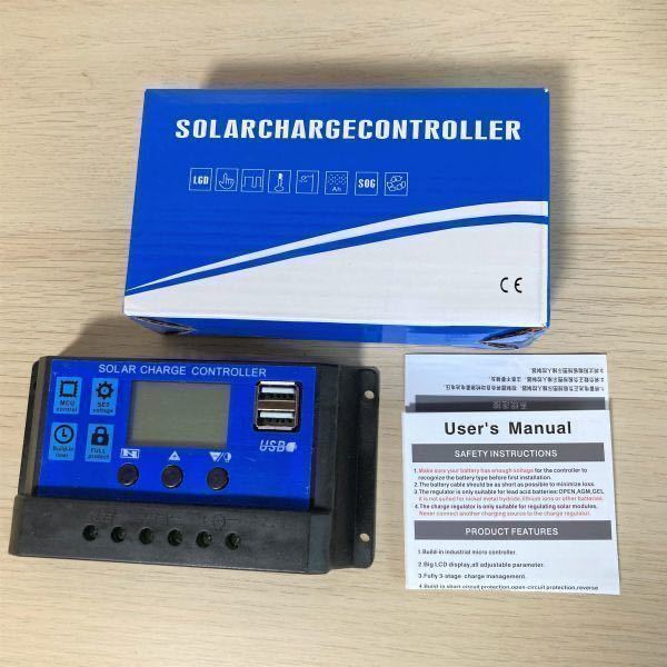 チャージコントローラー 30A ソーラーパネル PWM 12V 24V 自動認識 バッテリー チャージャー 充電 制御 太陽光 液晶 LCD USBポート 保護_6