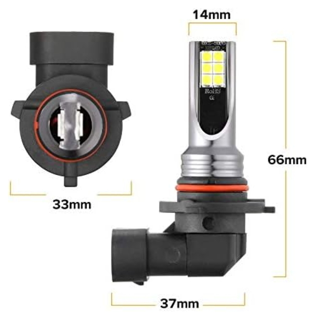 9006 HB4 LEDバルブ6000ケルビン２個入 明るい1400lm 爆光平面LED3030長寿命LEDライト 純正交換フォグやハイビーム LED12個搭載で360度照射_3