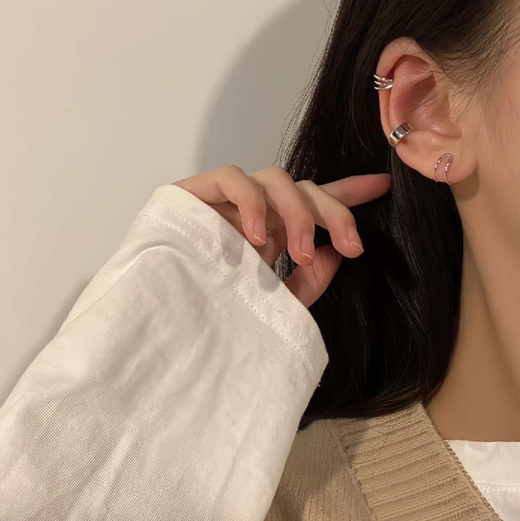 シルバー イヤーカフ 3個セット ウェアリング イヤークリップ イヤリング ピアス_9