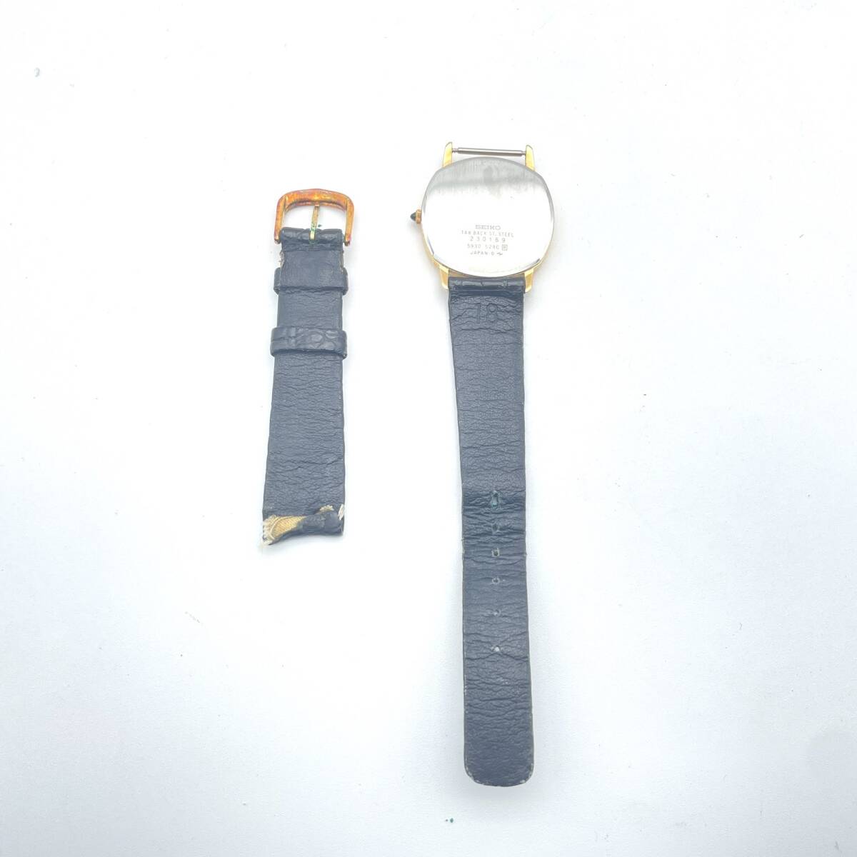 【1円～/ジャンク】SEIKO セイコー Dolce ドルチェ クォーツ 5930-5280 14K SS ゴールド文字盤 メンズ 腕時計 不動 H77 _5