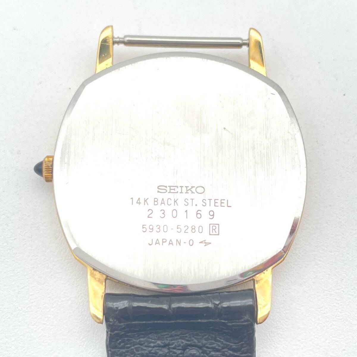 【1円～/ジャンク】SEIKO セイコー Dolce ドルチェ クォーツ 5930-5280 14K SS ゴールド文字盤 メンズ 腕時計 不動 H77 _6