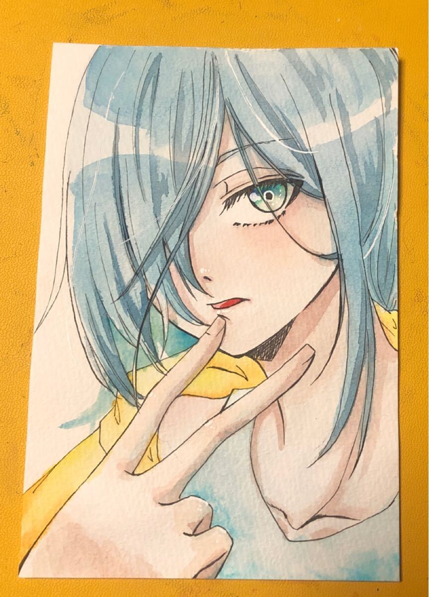 オリジナル 手描きイラスト イラスト 原画 水彩画 ハガキサイズ 女の子 _2
