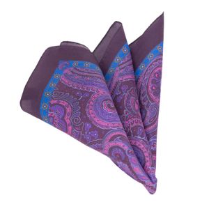 『p-p』【32cm×32cm】【在庫処分価格】新品 イタリー製 大柄ペイズリー シルクメンズポ